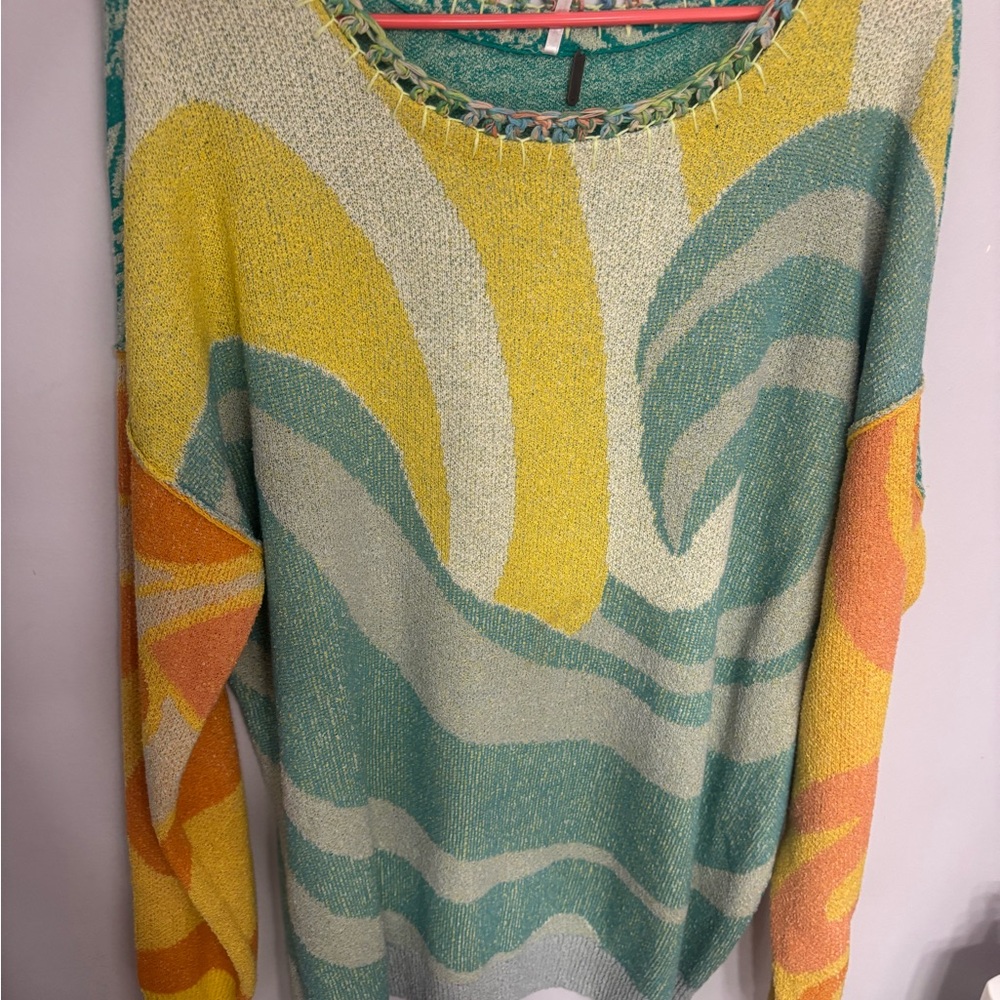 Colorful Beach Patterned Sweater - image 1